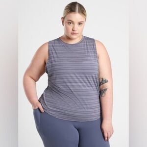Athleta Women's Cloudlite Muscle Tank Top Blue & Grey Stripe, Size 2XL, EUC